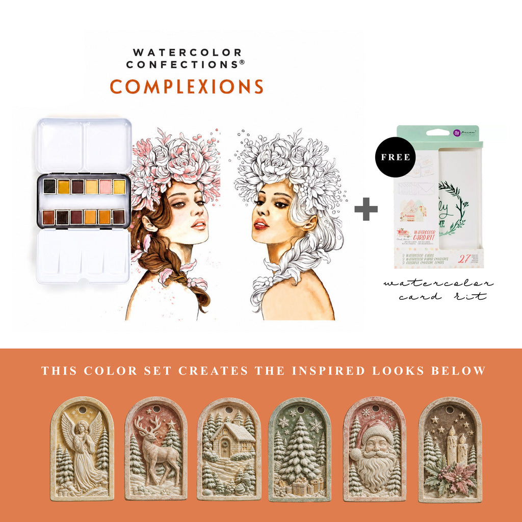Art Philosophy Watercolor Confections Complexions paint set with warm neutral and earthy MelodyCast Christmas ornament painting examples