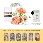 Art Philosophy Watercolor Confections Decadent Pies paint set with warm-toned MelodyCast Christmas ornament painting examples