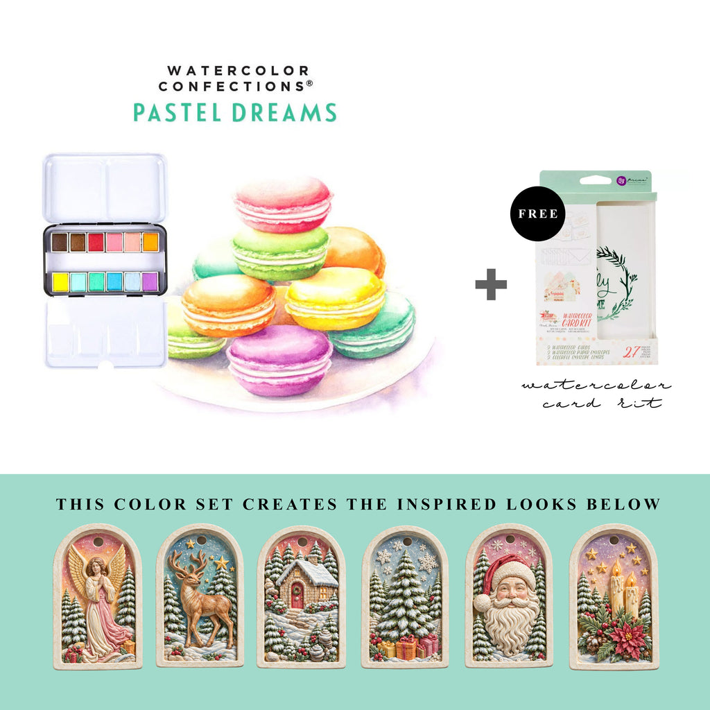 Art Philosophy Watercolor Confections Pastel Dreams paint set with pastel MelodyCast Christmas ornament painting examples
