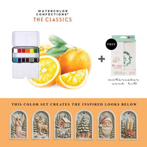 Art Philosophy Watercolor Confections The Classics paint set with MelodyCast Christmas ornament painting examples