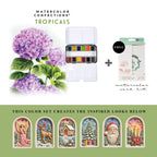Art Philosophy Watercolor Confections Tropicals paint set with colorful MelodyCast Christmas ornament painting examples