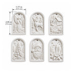 MelodyCast white Christmas ornaments set of 6, measuring 2.95 x 1.77 inches each