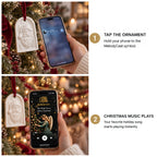 Tap MelodyCast interactive Christmas ornament with a smartphone to open and play the included holiday music